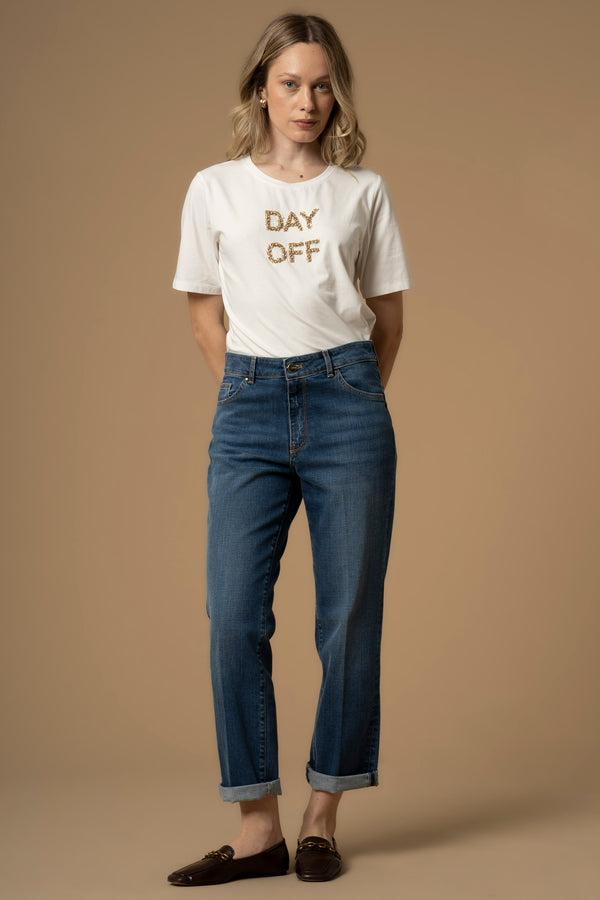 Pantalon longueur Capri avec revers - Pantalon DENIM GRANT