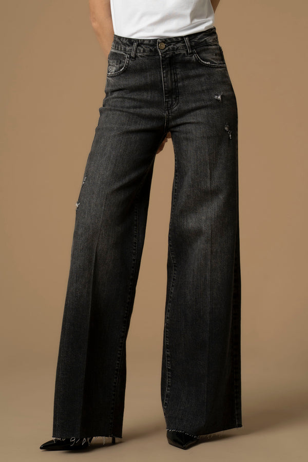 Pantalon jambes larges détails déchirés - Pantalon DENIM JERALDINA