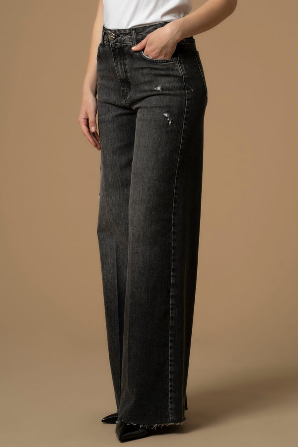 Pantalon jambes larges détails déchirés - Pantalon DENIM JERALDINA
