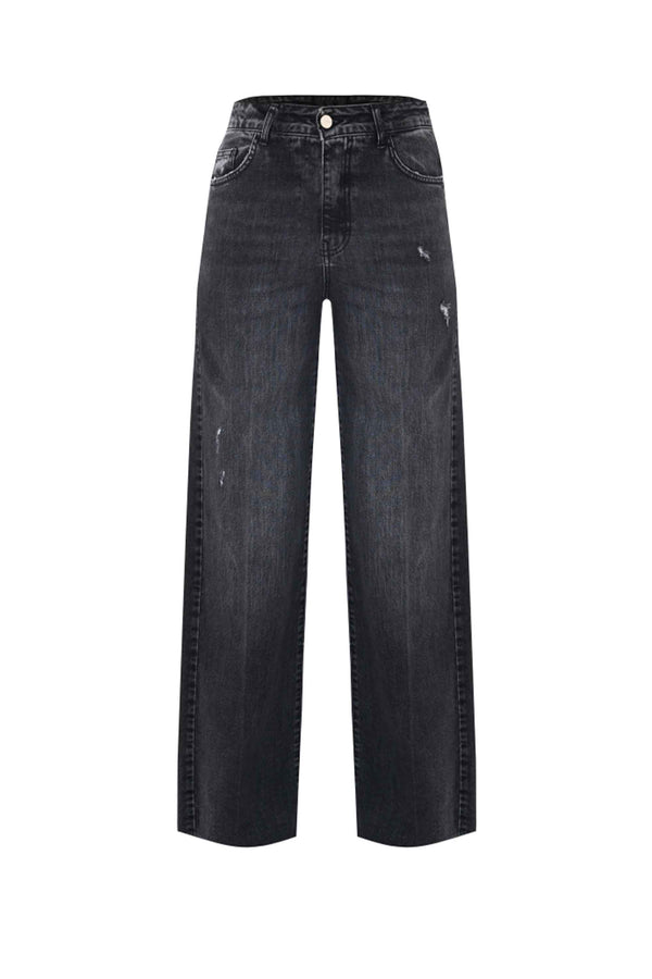 Pantalon jambes larges détails déchirés - Pantalon DENIM JERALDINA
