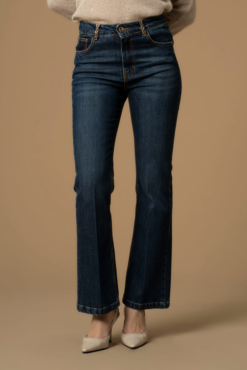 Pantaloni in denim con dettagli dorati - Pantaloni Denim Con Catena Rodrigue