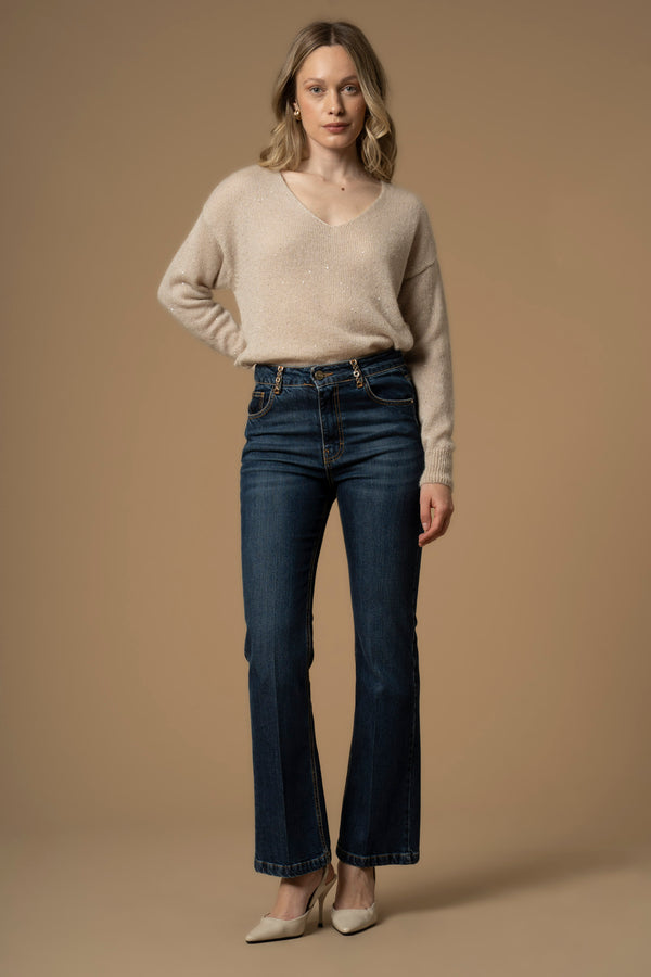Pantalon coupe Bootcut longueur Capri - Pantalon DENIM CON CATENA RODRIGUE