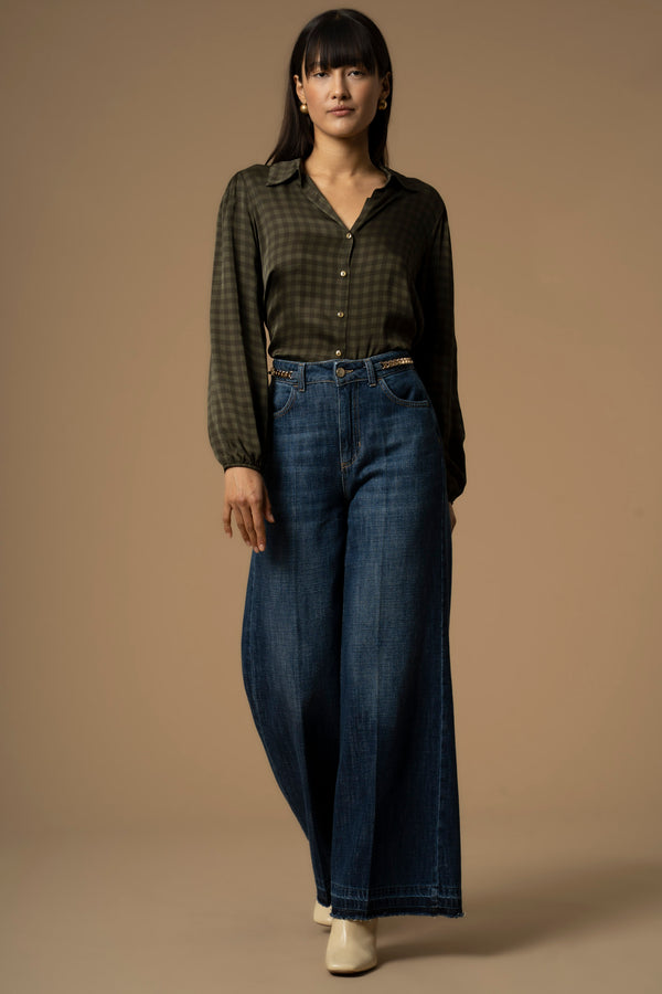 Pantalon coupe wide legs en jean - Pantalon DENIM LULLACAT
