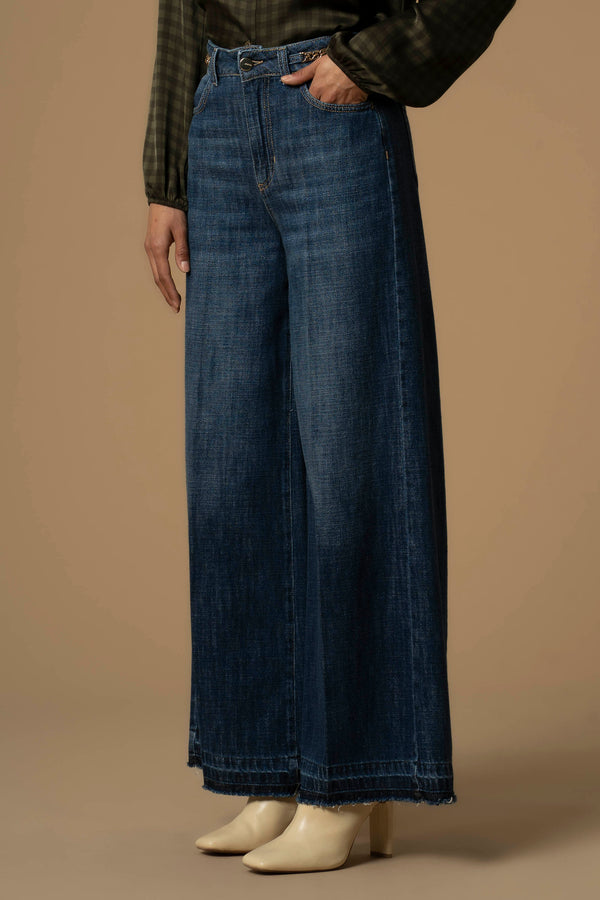 Pantalon coupe wide legs en jean - Pantalon DENIM LULLACAT
