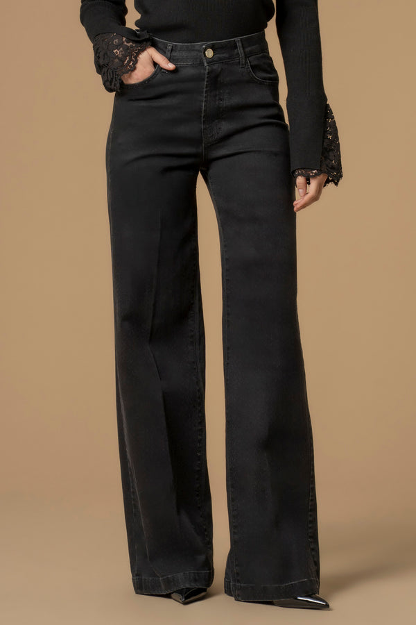 Pantalon coupe droite large avec bouton - Pantalon DENIM DONVINA