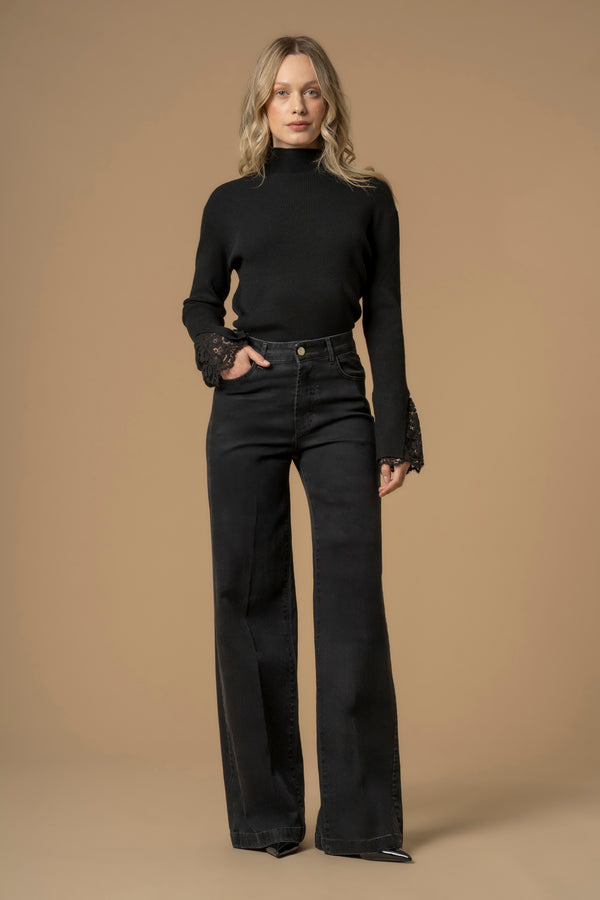 Pantalon coupe droite large avec bouton - Pantalon DENIM DONVINA