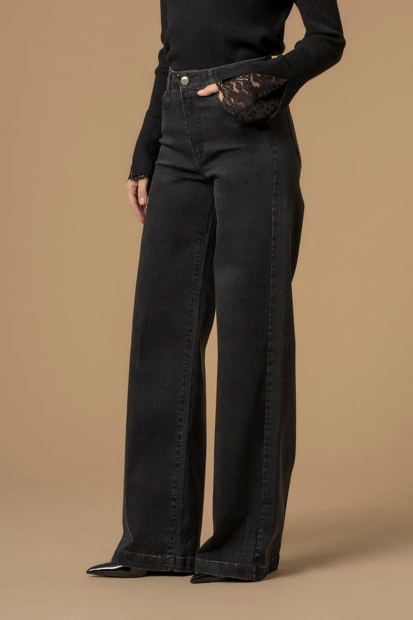 Pantalon coupe droite large avec bouton - Pantalon DENIM DONVINA