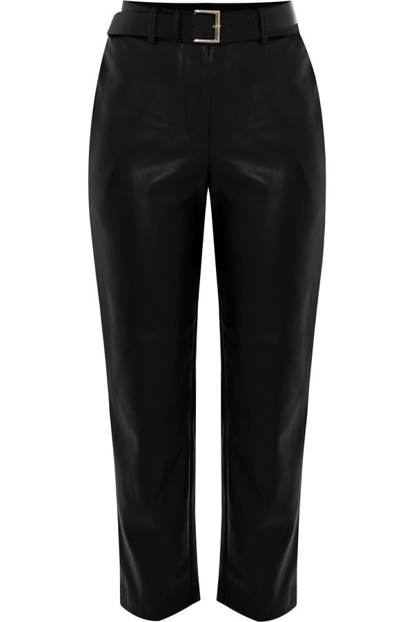 Pantaloni in ecopelle con cintura - Pantaloni Maritusa