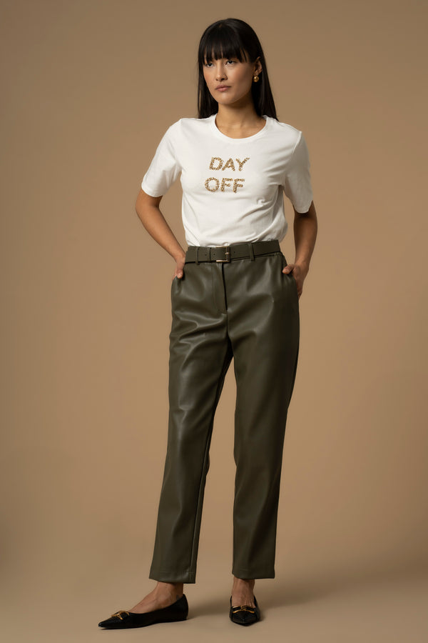 Chic professional relaxed fit leather look trousers - Trousers MARITUSA