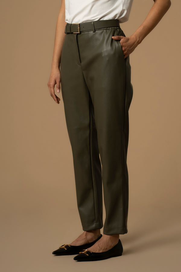 Chic professional relaxed fit leather look trousers - Trousers MARITUSA