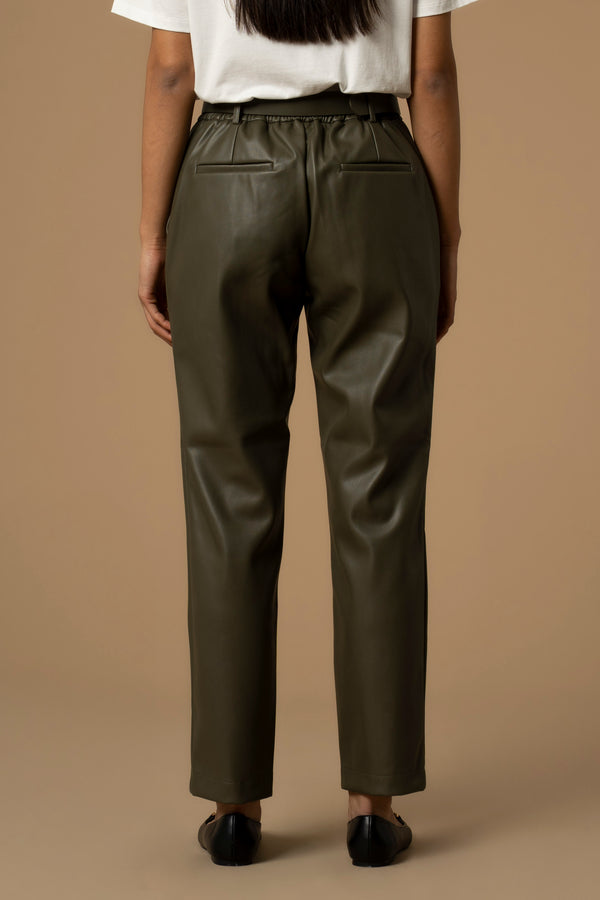 Chic professional relaxed fit leather look trousers - Trousers MARITUSA