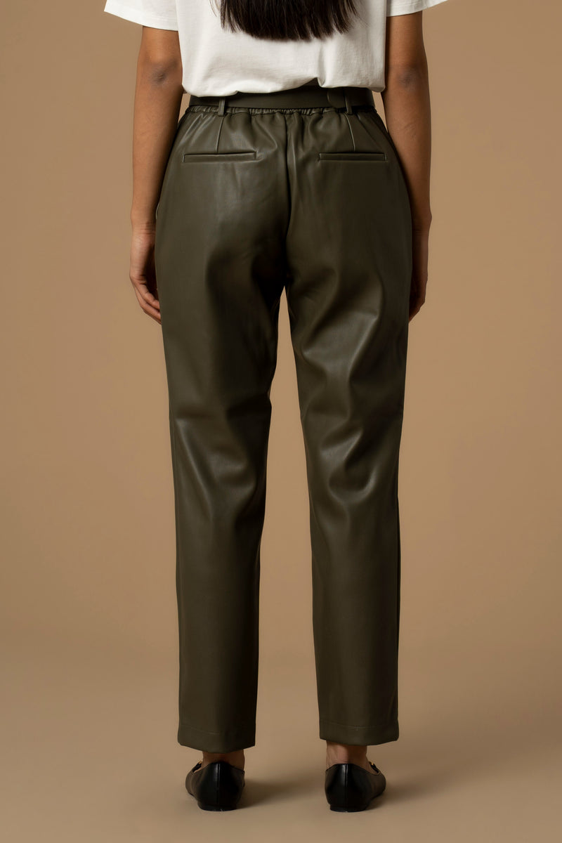 Chic professional relaxed fit leather look trousers - Trousers MARITUSA