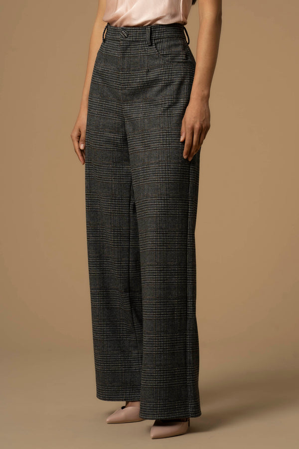 Professional chic lightly chequered full length trousers - Trousers NIK