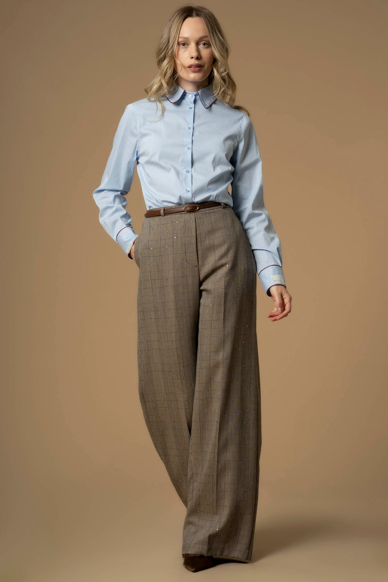 Pantaloni fantasia a quadri con cintura - Pantaloni Engracia