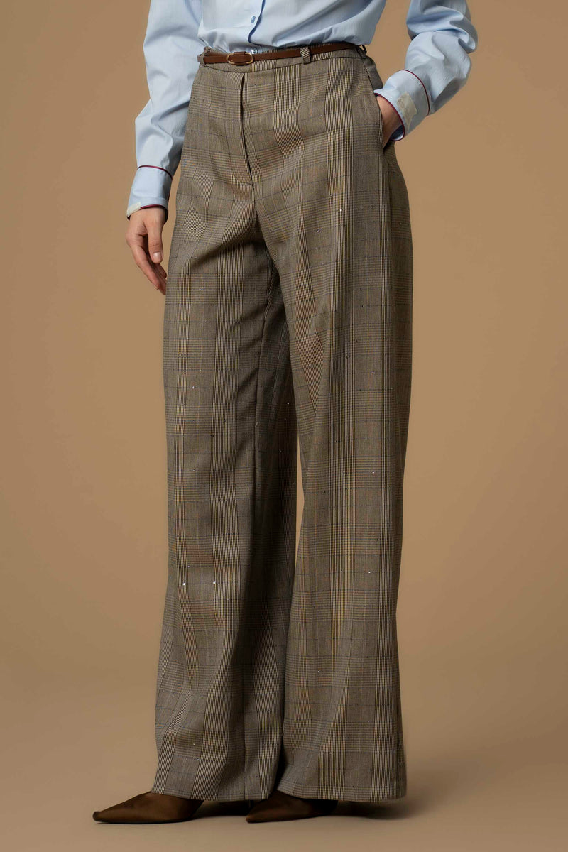 Pantaloni fantasia a quadri con cintura - Pantaloni Engracia
