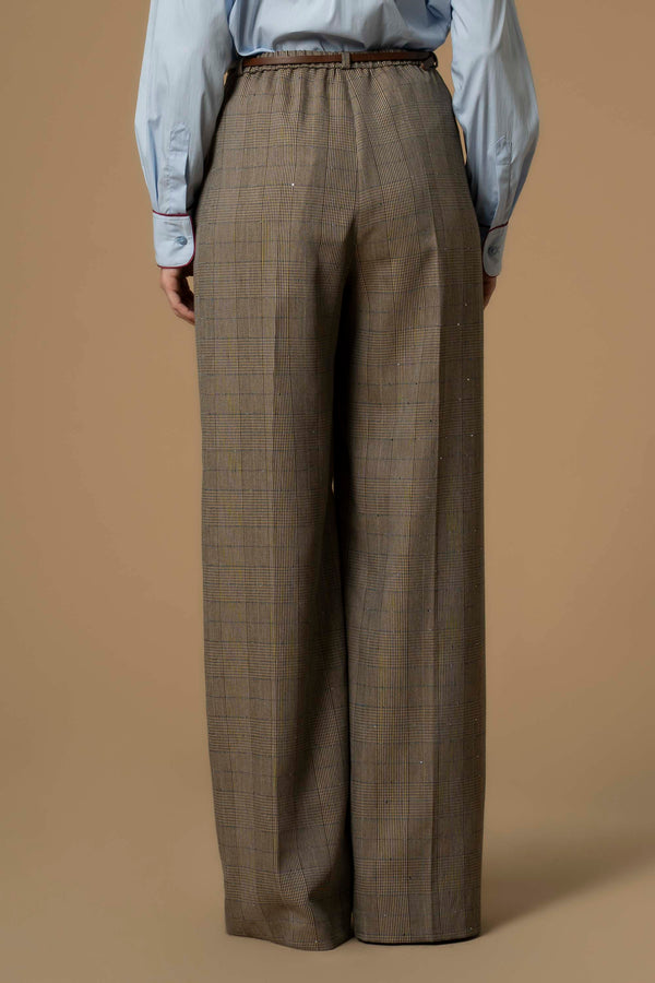 Chic lightly chequered straight leg trousers - Trousers ENGRACIA