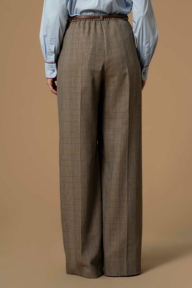 Pantaloni fantasia a quadri con cintura - Pantaloni Engracia