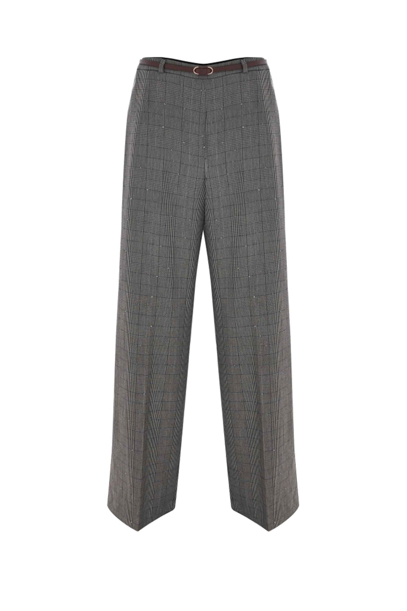 Pantaloni fantasia a quadri con cintura - Pantaloni Engracia