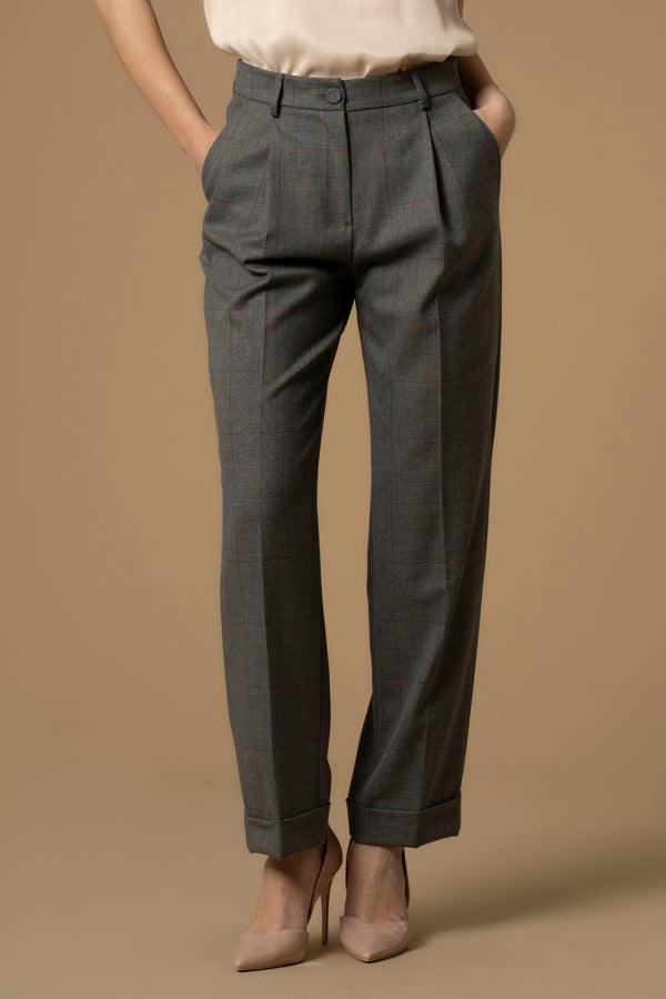 Stylish slim fit lightly chequered trousers - Trousers HATTILAS