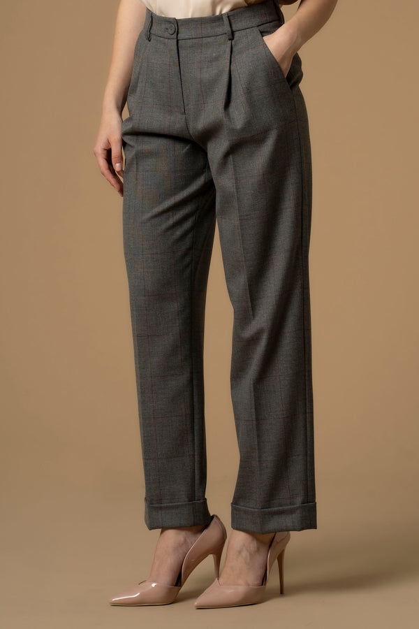 Stylish slim fit lightly chequered trousers - Trousers HATTILAS