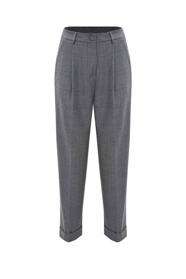 Stylish slim fit lightly chequered trousers - Trousers HATTILAS