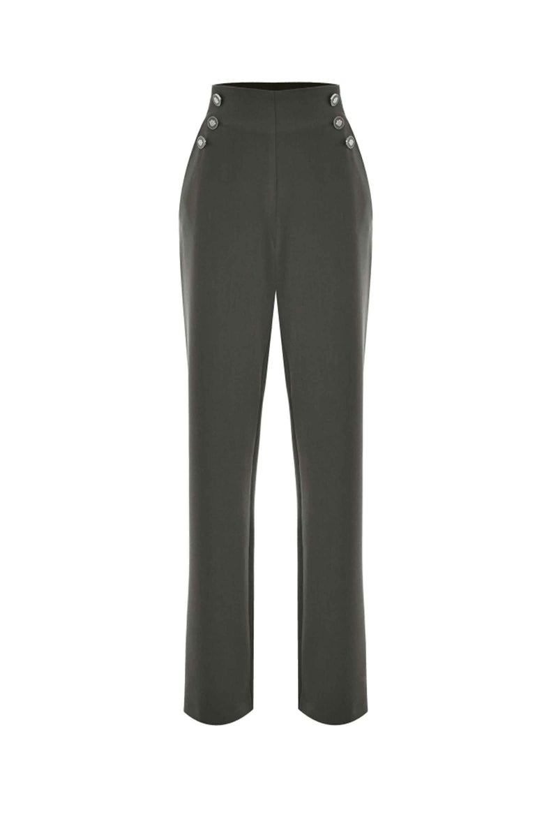 Pantaloni dritti con bottoni laterali - Pantaloni Feneth