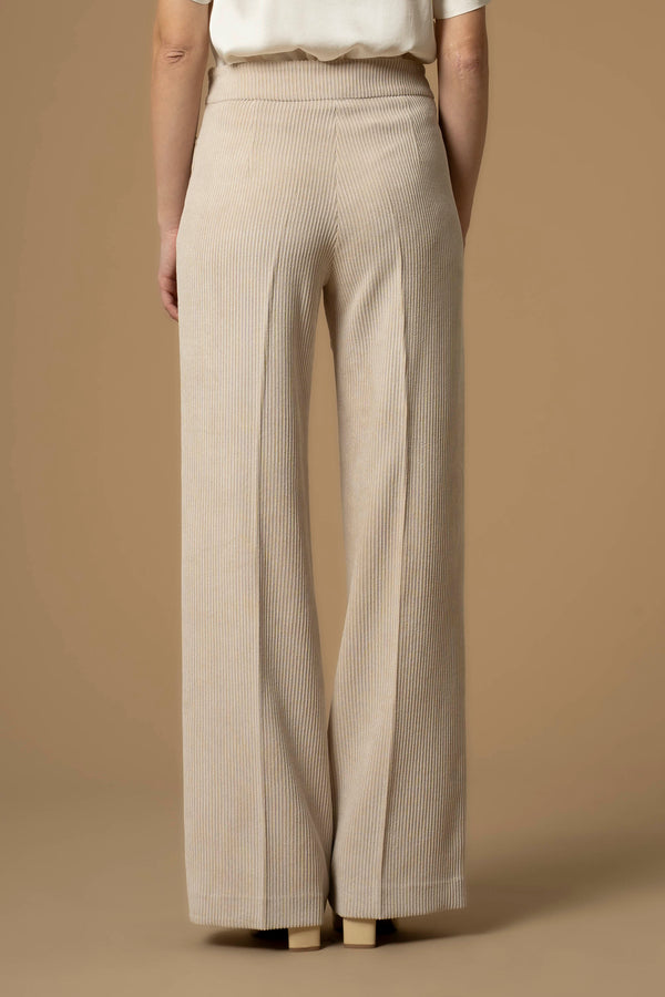 Fashionable ribbed effect full length flared trousers - Trousers with application ANSYELL