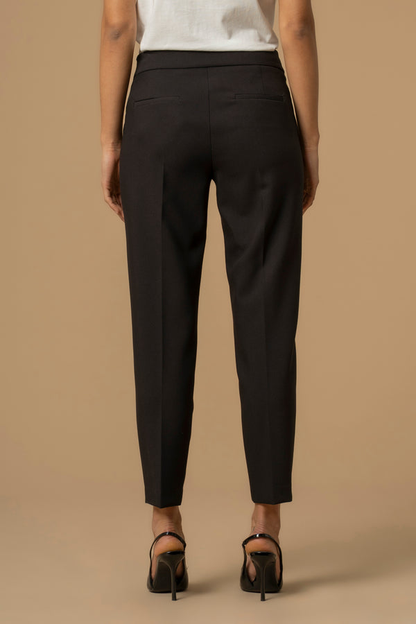 Fashionable slim fit full length buckled trousers - Trousers with application AMALIO