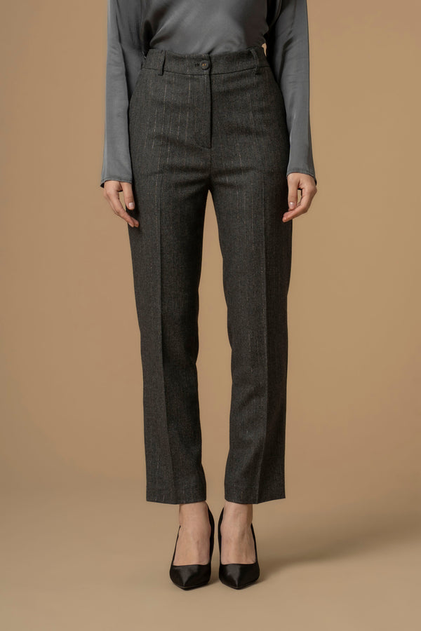 Elegant above ankle slim fit patterned trousers - Trousers BAETIS