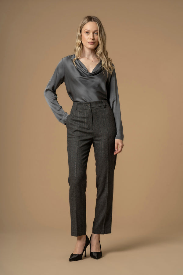 Elegant above ankle slim fit patterned trousers - Trousers BAETIS