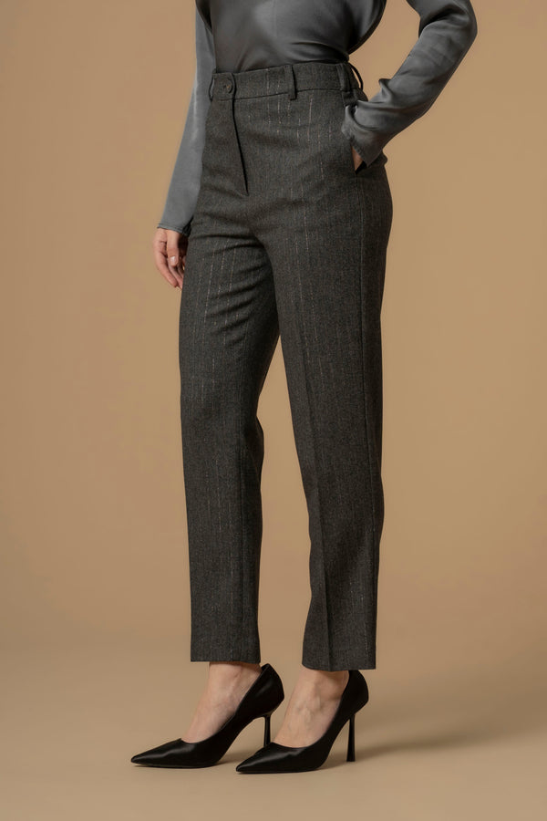 Elegant above ankle slim fit patterned trousers - Trousers BAETIS