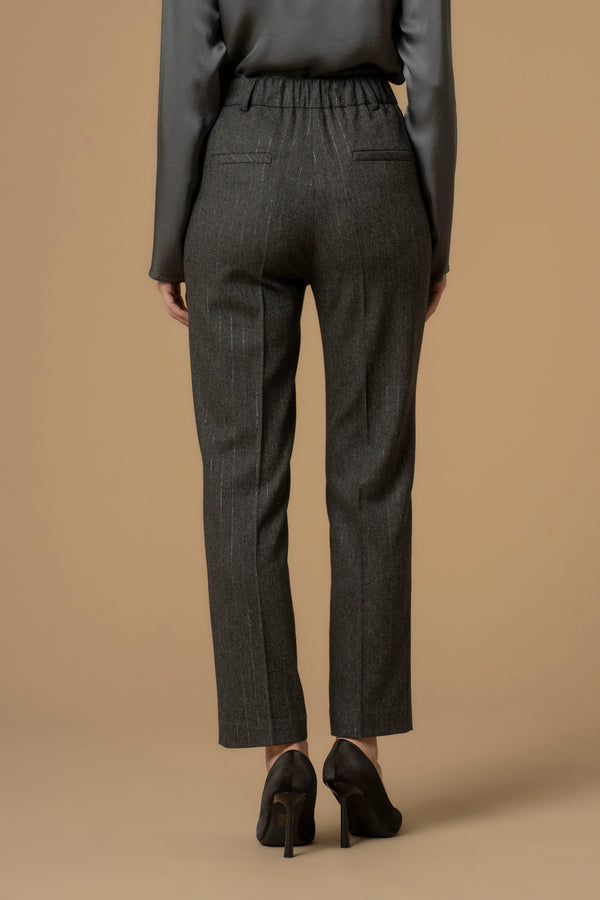 Elegant above ankle slim fit patterned trousers - Trousers BAETIS