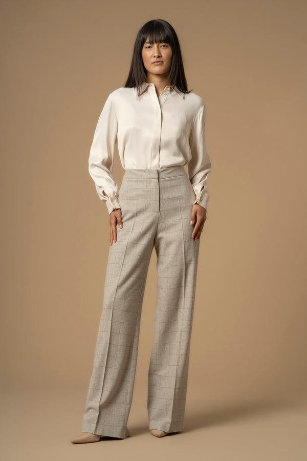 Chic extra long lightly chequered trousers - Trousers AGOT