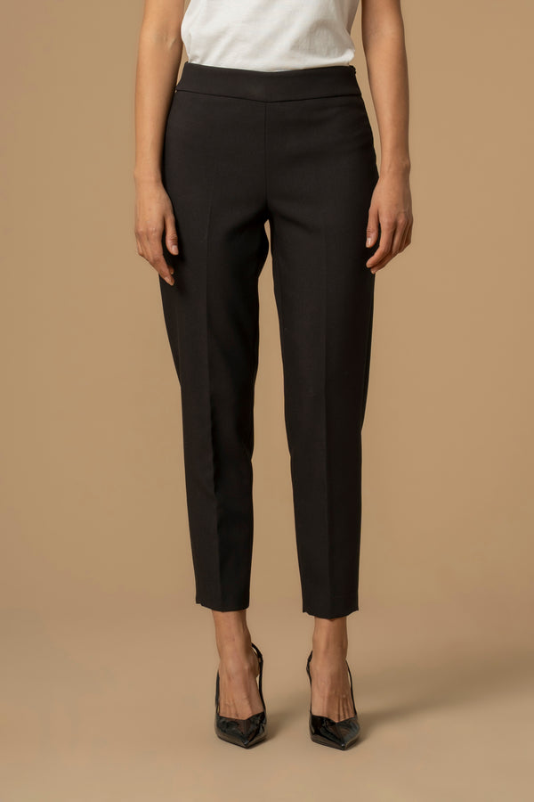 Chic plain contoured full length trousers - Trousers AMALIO