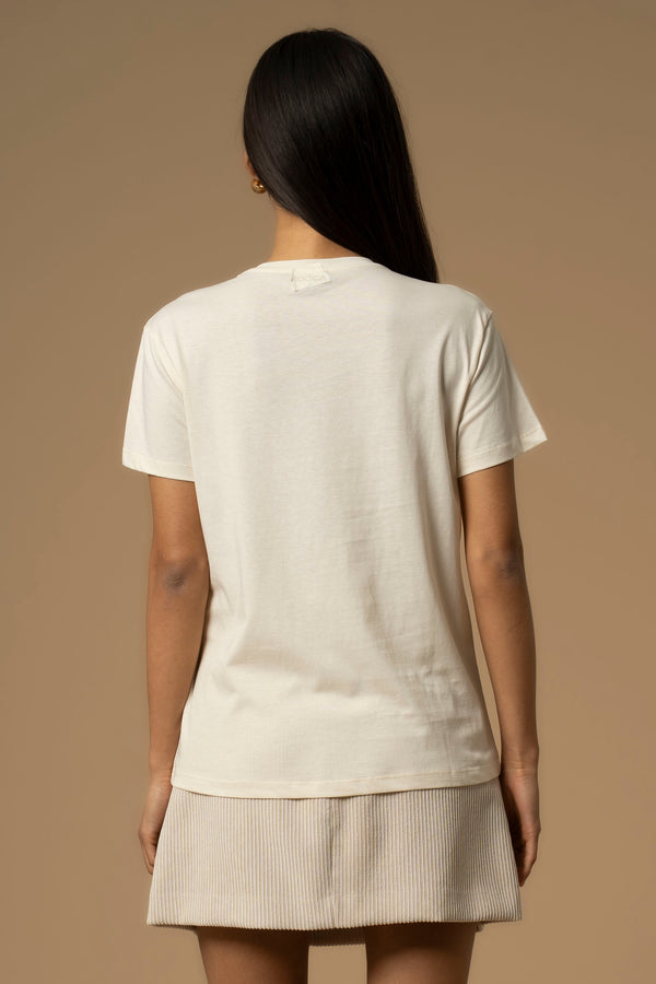Camiseta manga corta escote strass - T-shirt MANNEA