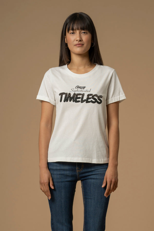 Camiseta básica manga corta con texto - T-shirt ANAISSE