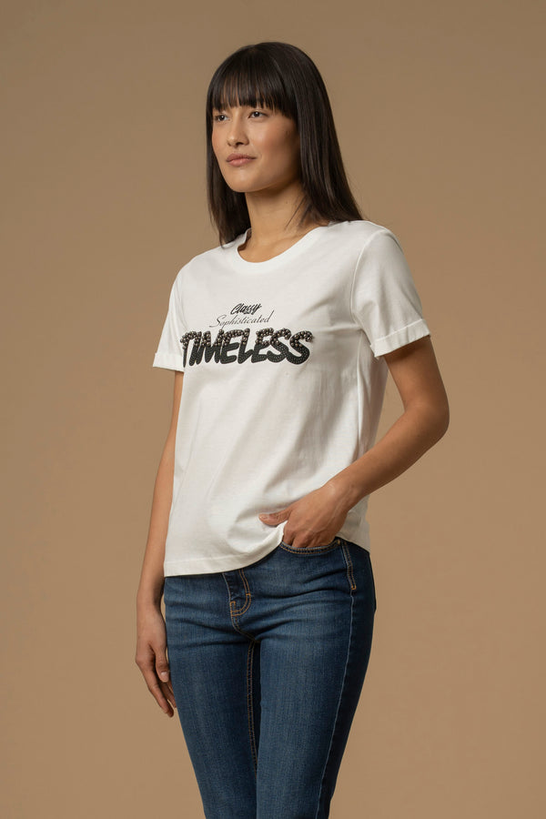 Camiseta básica manga corta con texto - T-shirt ANAISSE