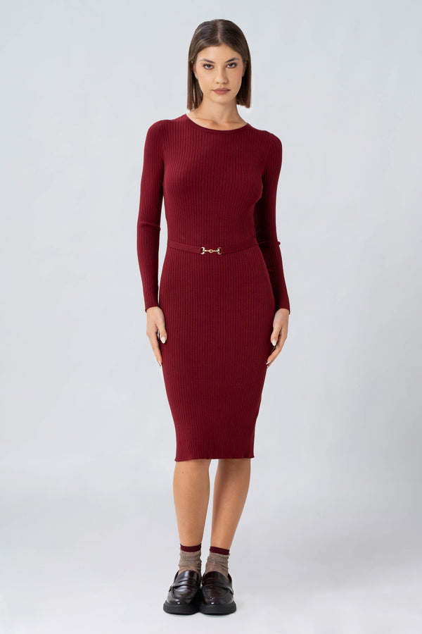 Over knee fitted ribbed dress - KABAX knit dress
