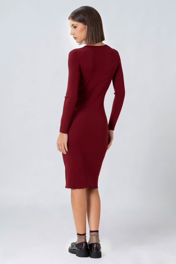 Over knee fitted ribbed dress - KABAX knit dress