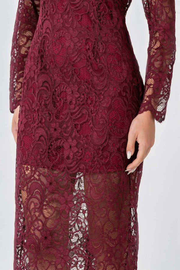 Elegant three quarter length lace dress - Dress TESHIX
