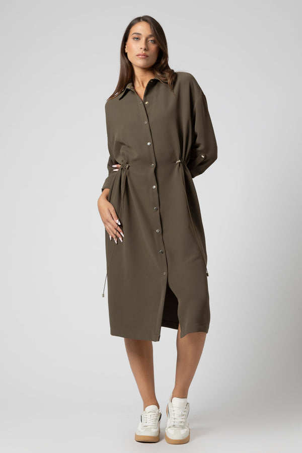 Casual three quarter length button up dress - Dress TRACEYX