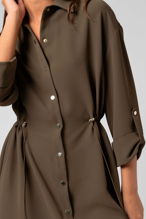 Casual three quarter length button up dress - Dress TRACEYX