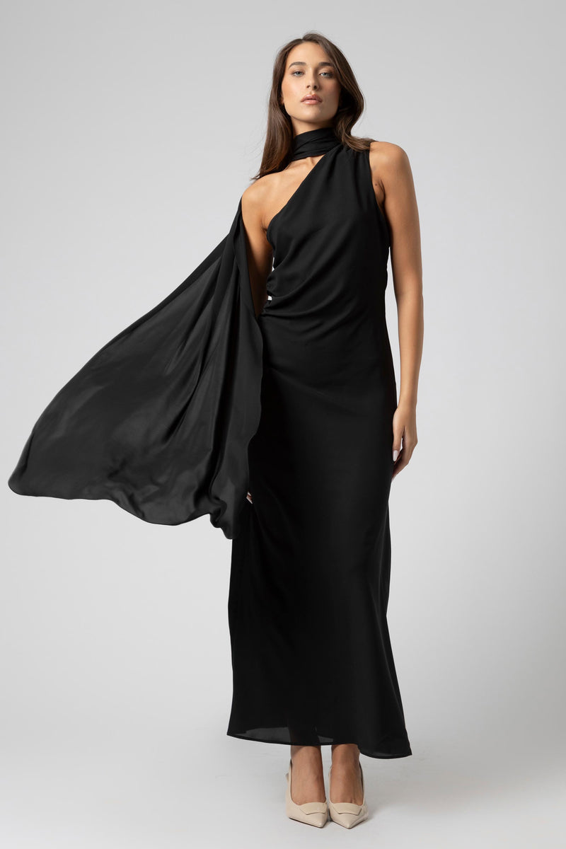 Robe asymétrique à une épaule avec drapé - Robe JOENX