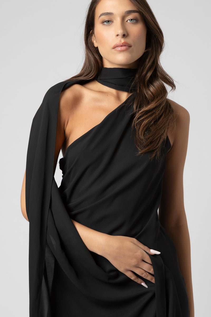 Robe asymétrique à une épaule avec drapé - Robe JOENX