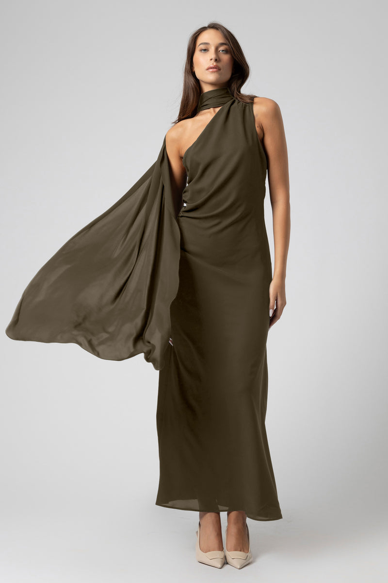 Robe asymétrique à une épaule avec drapé - Robe JOENX