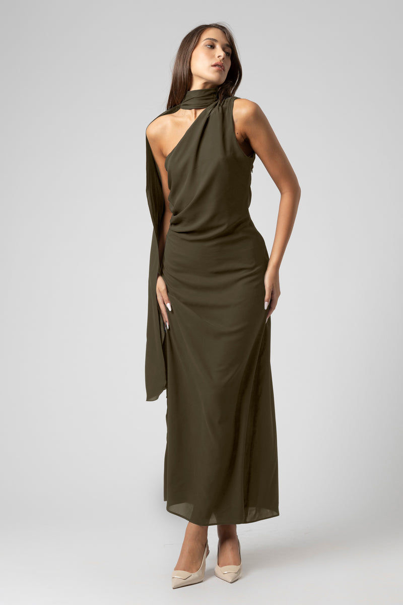 Robe asymétrique à une épaule avec drapé - Robe JOENX