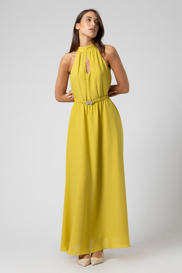 Elegant full length semi-sheer sleeveless dress - Dress MYENYX