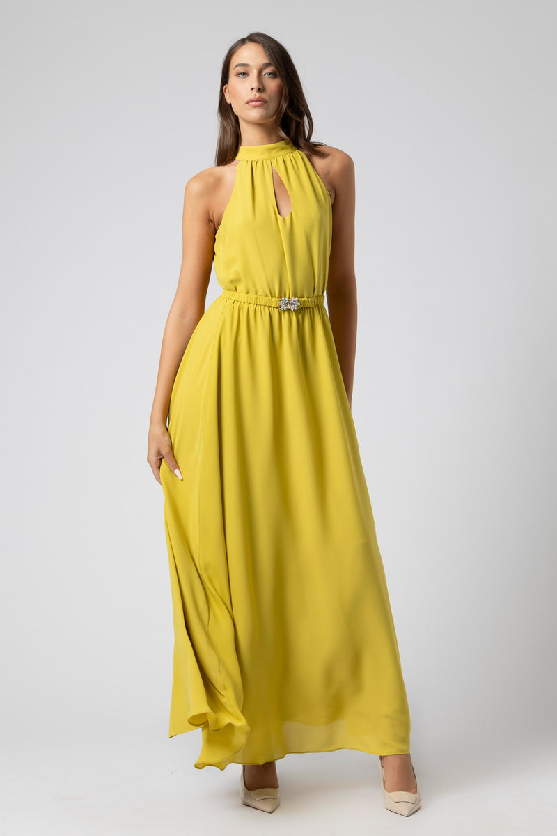 Robe longue col halter avec ceinture - Robe MYENYX