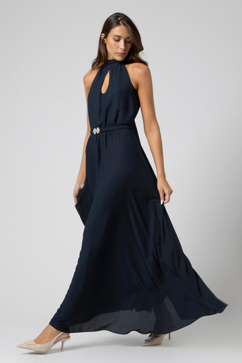 Robe longue col halter avec ceinture - Robe MYENYX