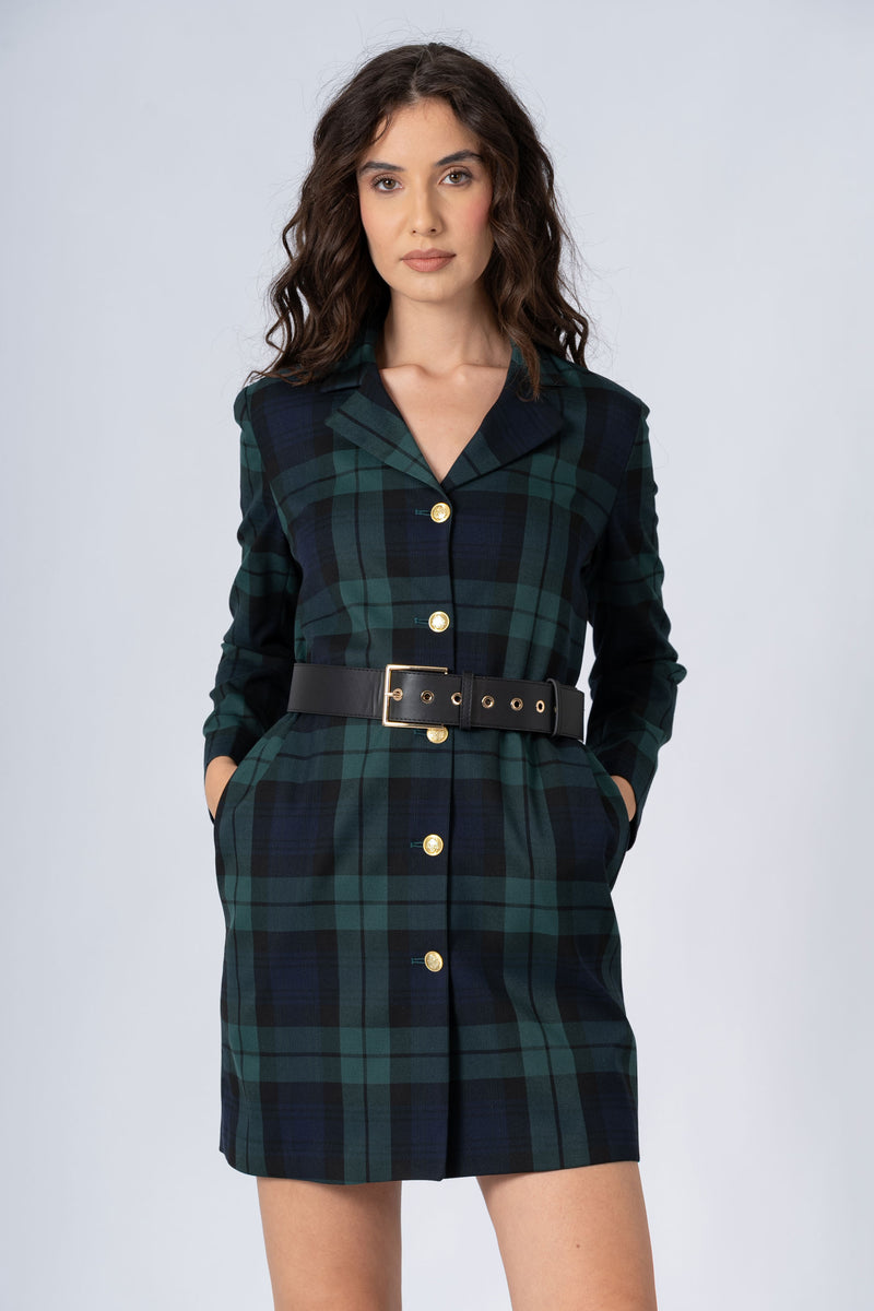 Shirt style checked short dress - Dress DAEAX